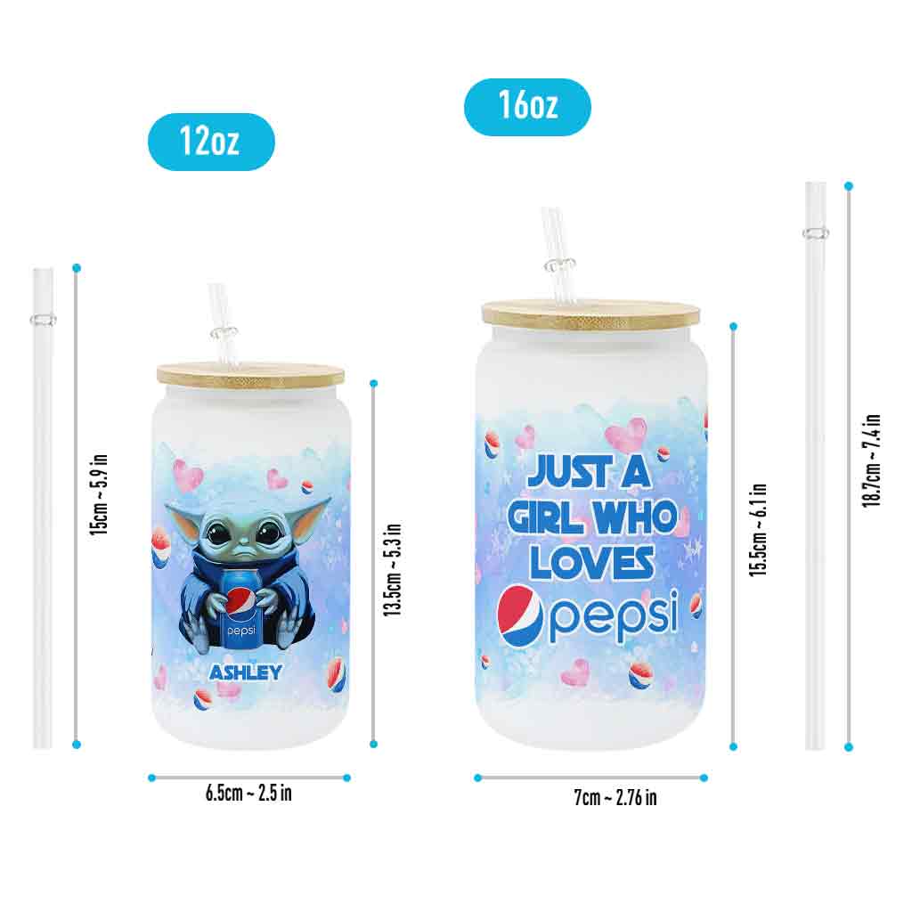 Just A Girl Who Loves - Personalized Blue Soft Drink Can Glass