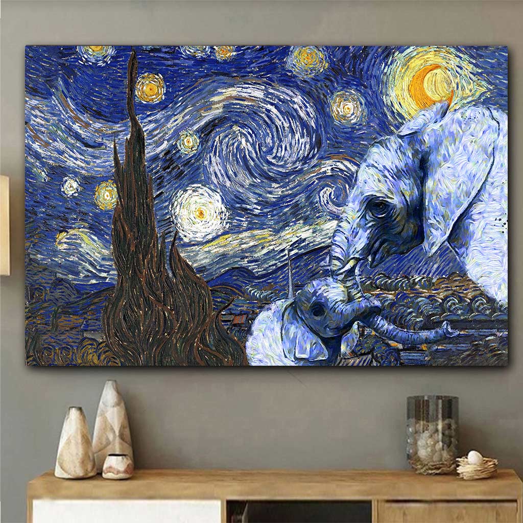Happy Mother's Day Elephant Van Gogh Style Starry Night - Mother Poster