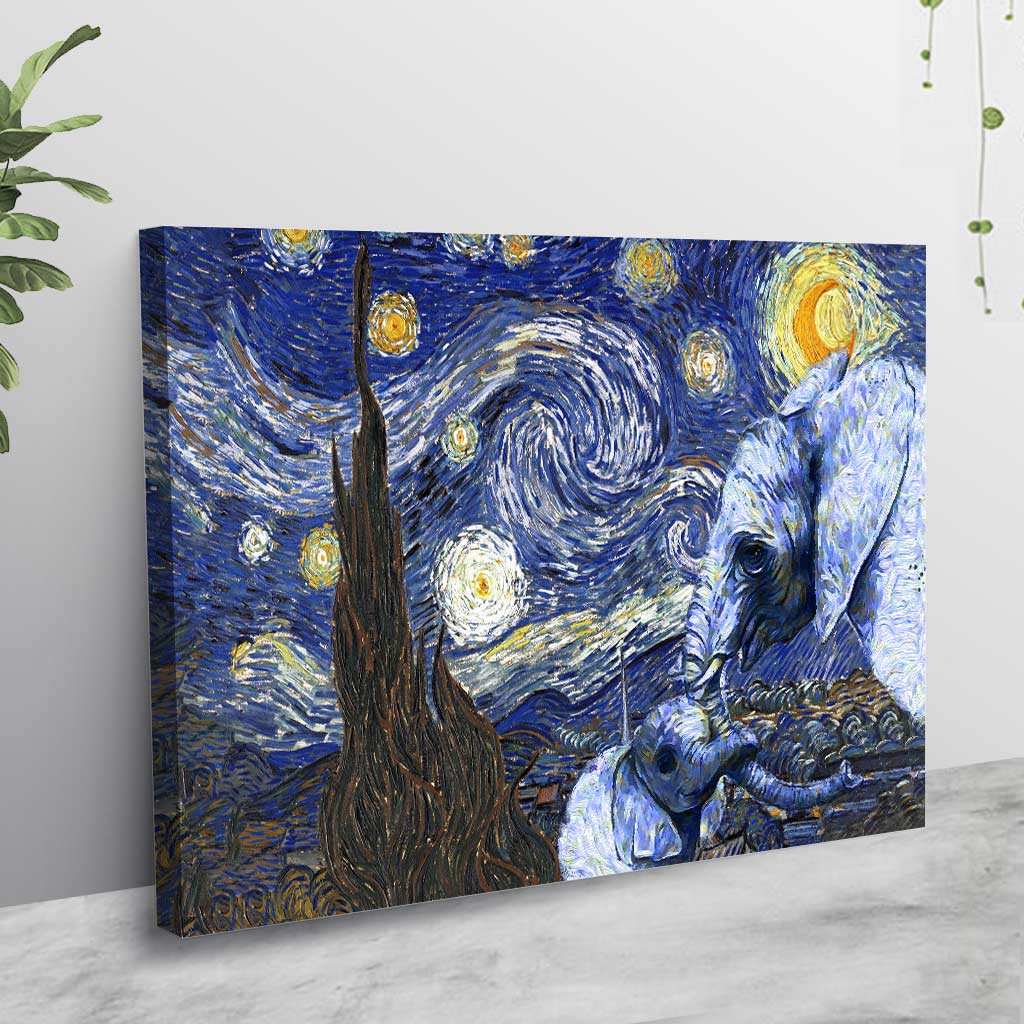 Happy Mother's Day Elephant Van Gogh Style Starry Night - Mother Poster