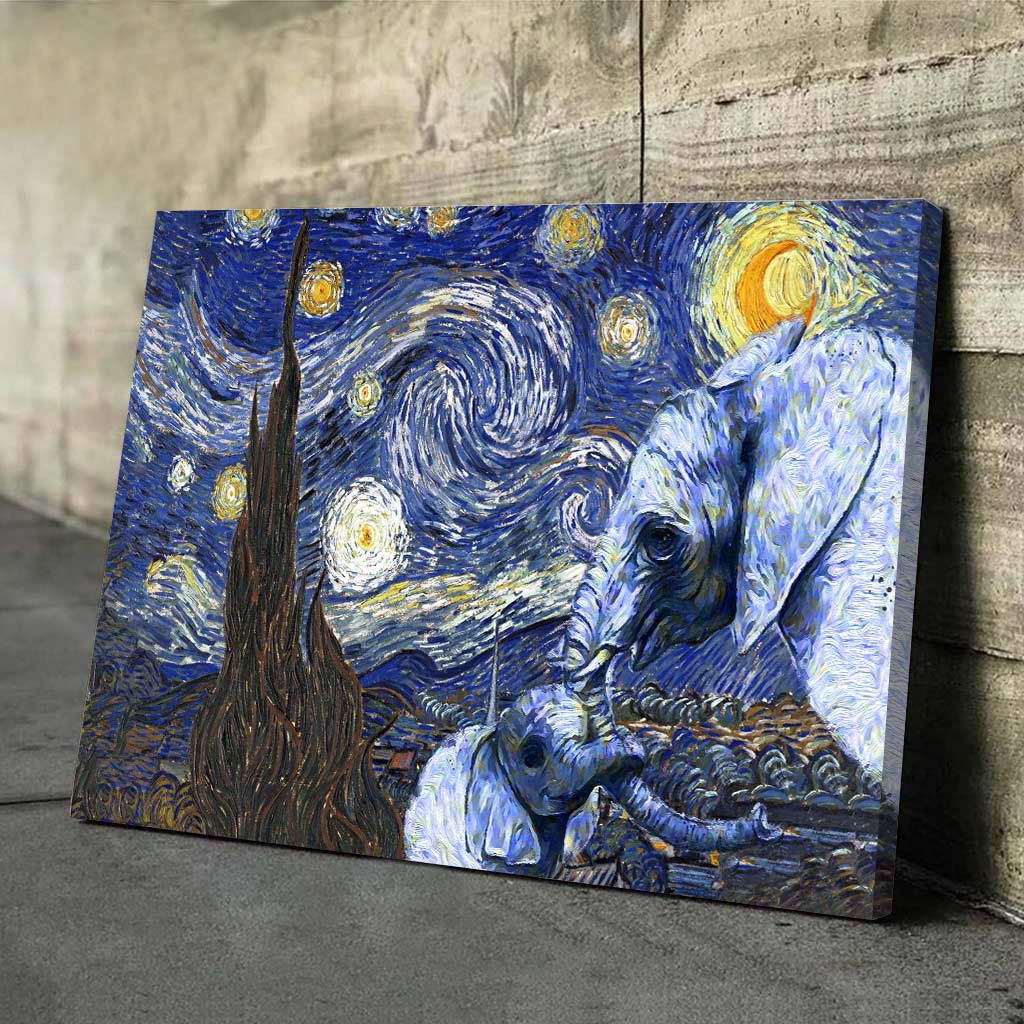 Happy Mother's Day Elephant Van Gogh Style Starry Night - Mother Poster