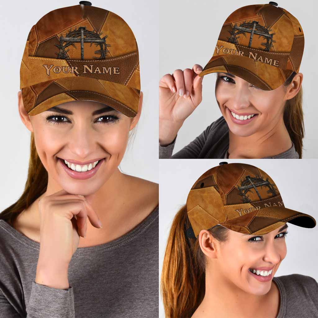 Faith Personalized Leather Pattern Print Cap