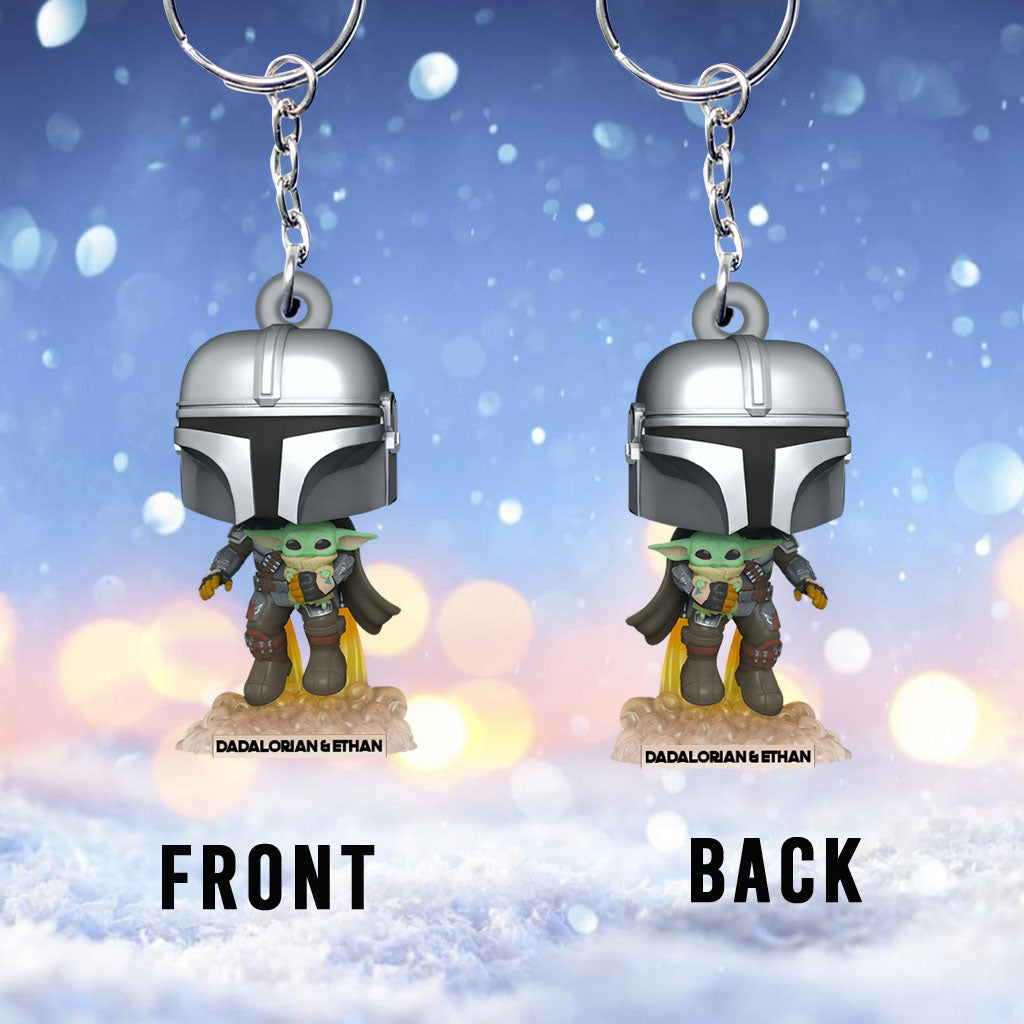 Dadalorian - Personalized The Force Keychain (Printed On Both Sides)