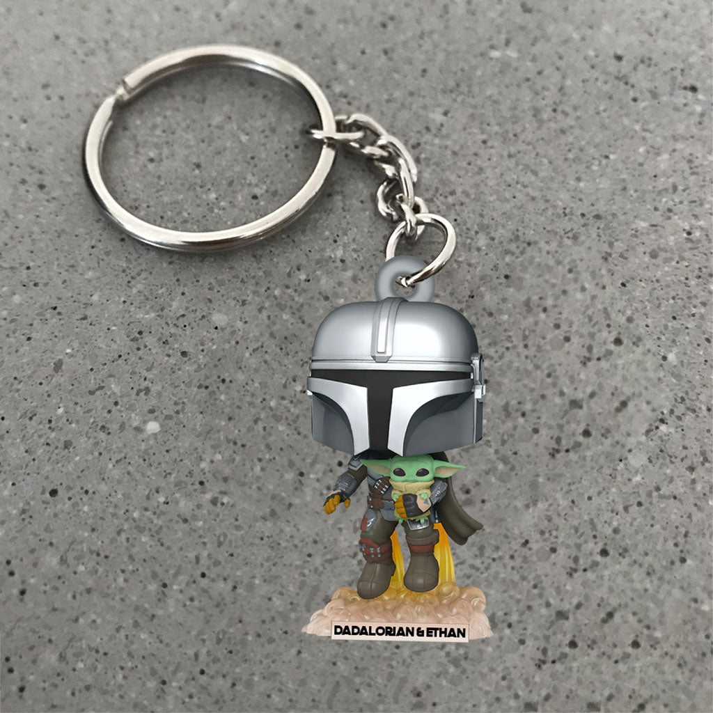 Dadalorian - Personalized The Force Keychain (Printed On Both Sides)