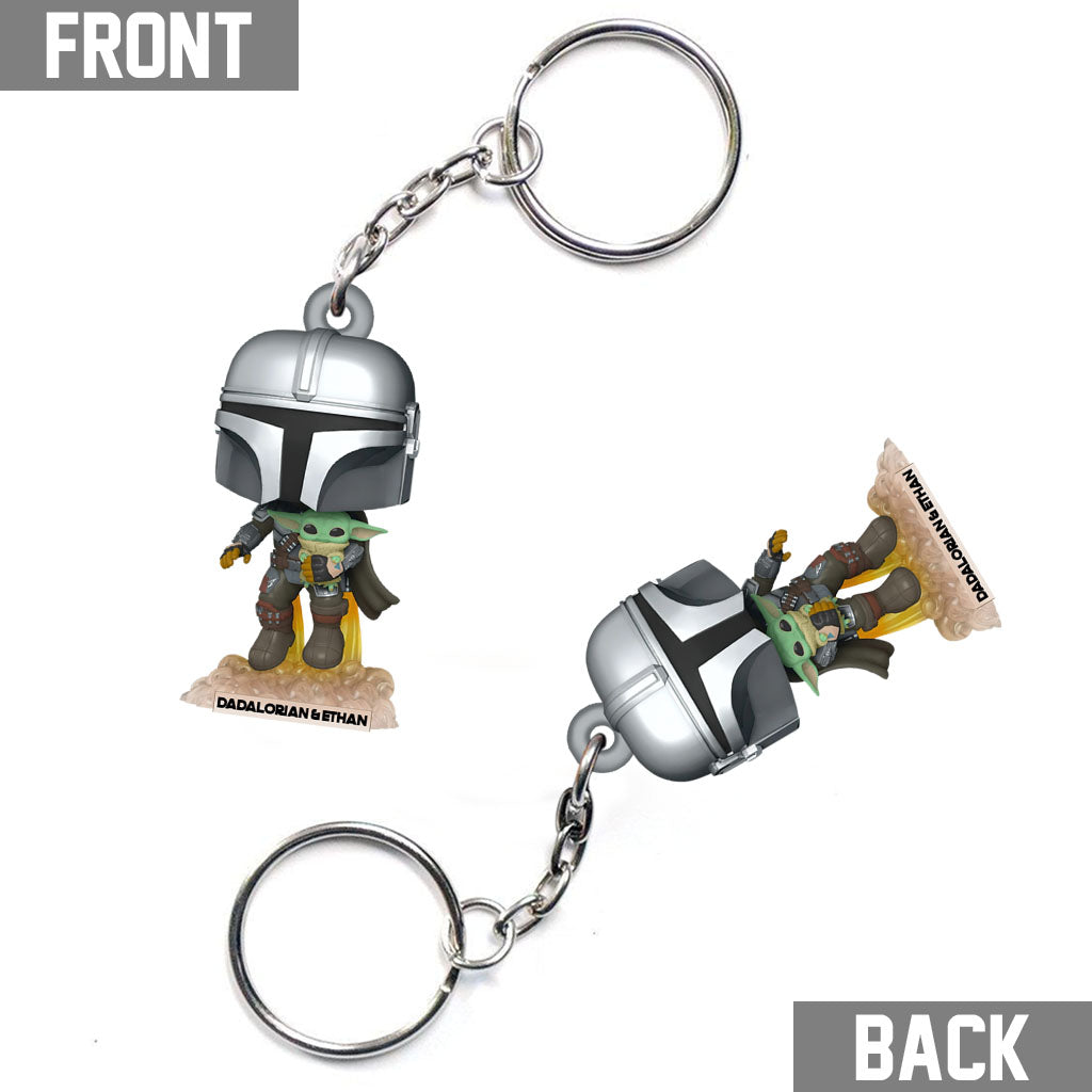 Dadalorian - Personalized The Force Keychain (Printed On Both Sides)