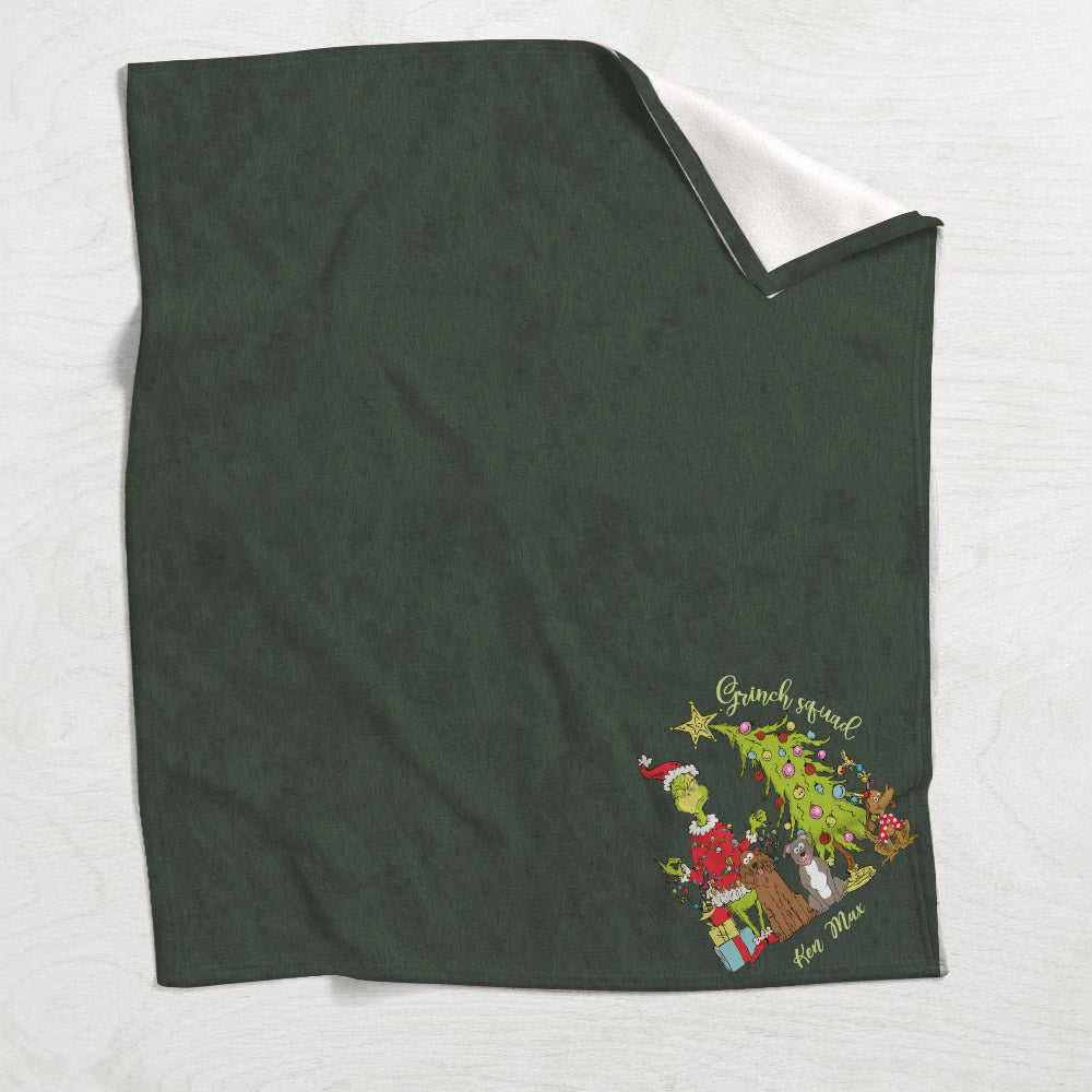 Merry Christmas Green Mischief Dog Cat - Personalized Dog Blanket