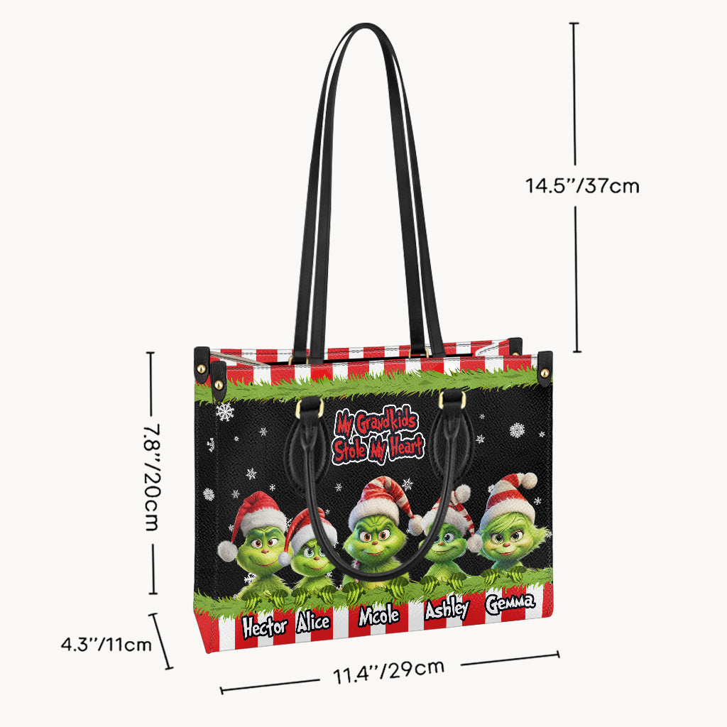 My Grandkids Stole My Heart - Personalized Grandma Leather Handbag