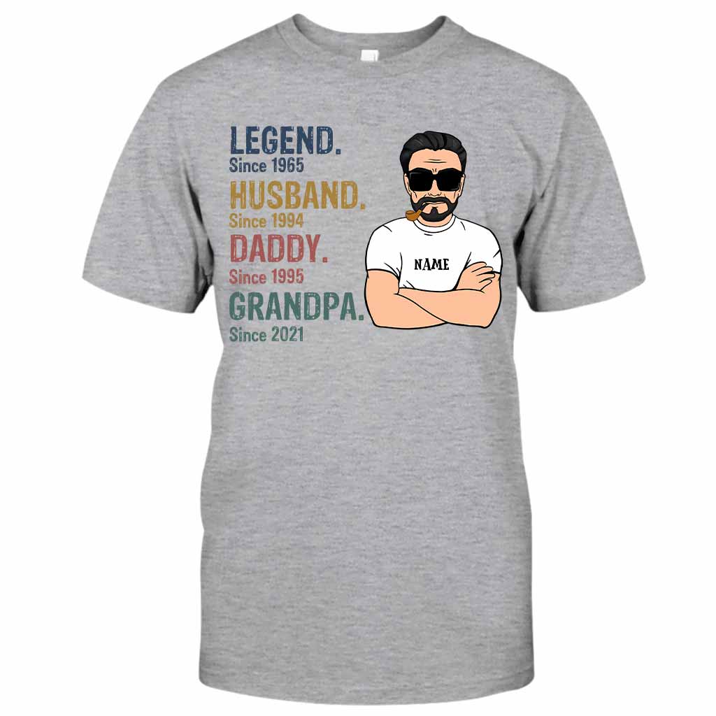 Legend Husband Daddy Grandpa - Family Personalized T-shirt and Hoodie 062021
