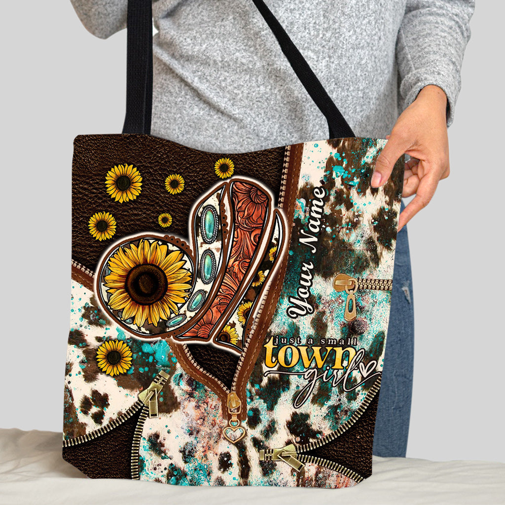Country Sunflower Heart - Personalized Country Girl Tote Bag