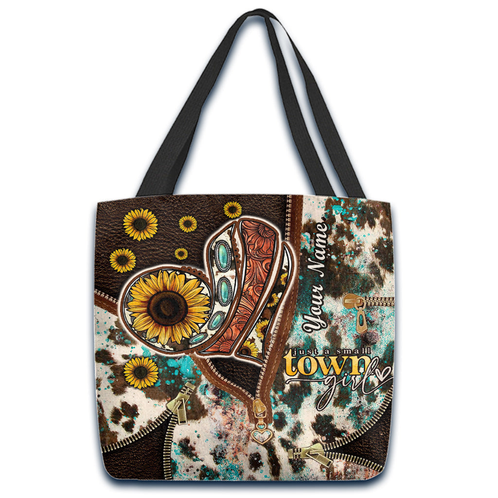 Country Sunflower Heart - Personalized Country Girl Tote Bag