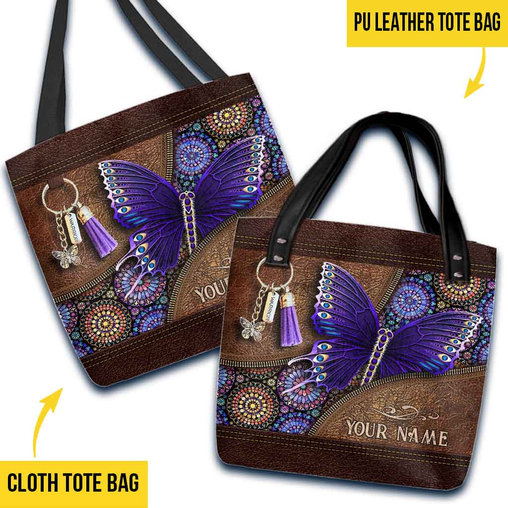 Hope For A Cure Magical Butterfly Fibromyalgia Warrior Personalized Tote Bag