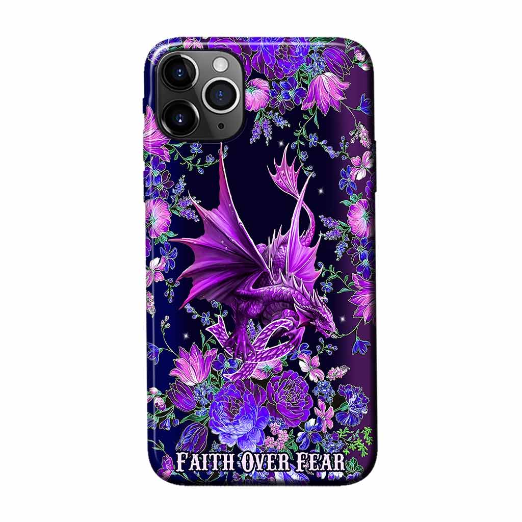 Faith Over Fear Dragon - Cystic Fibrosis Awareness Phone Case