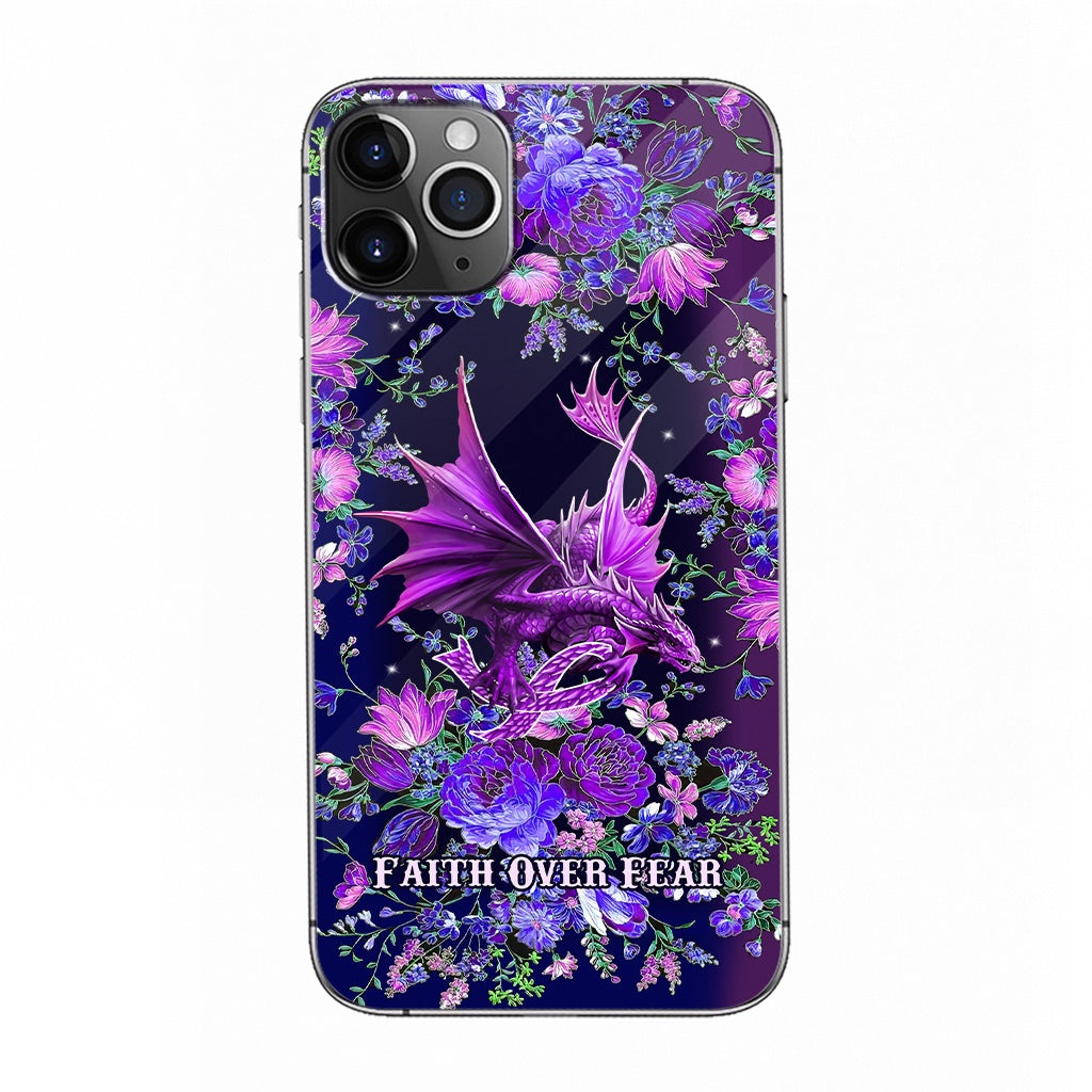 Faith Over Fear Dragon - Cystic Fibrosis Awareness Phone Case