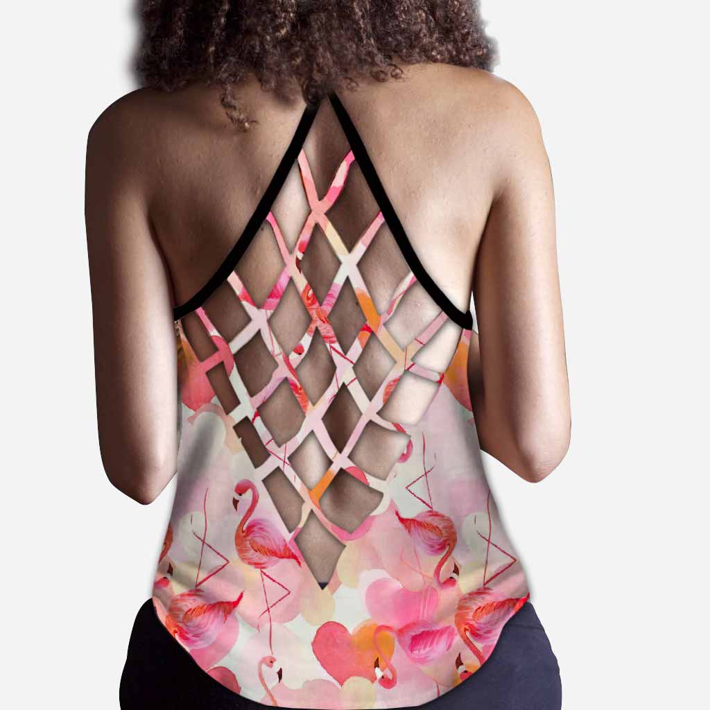 Love Flamingos Cross Tank Top