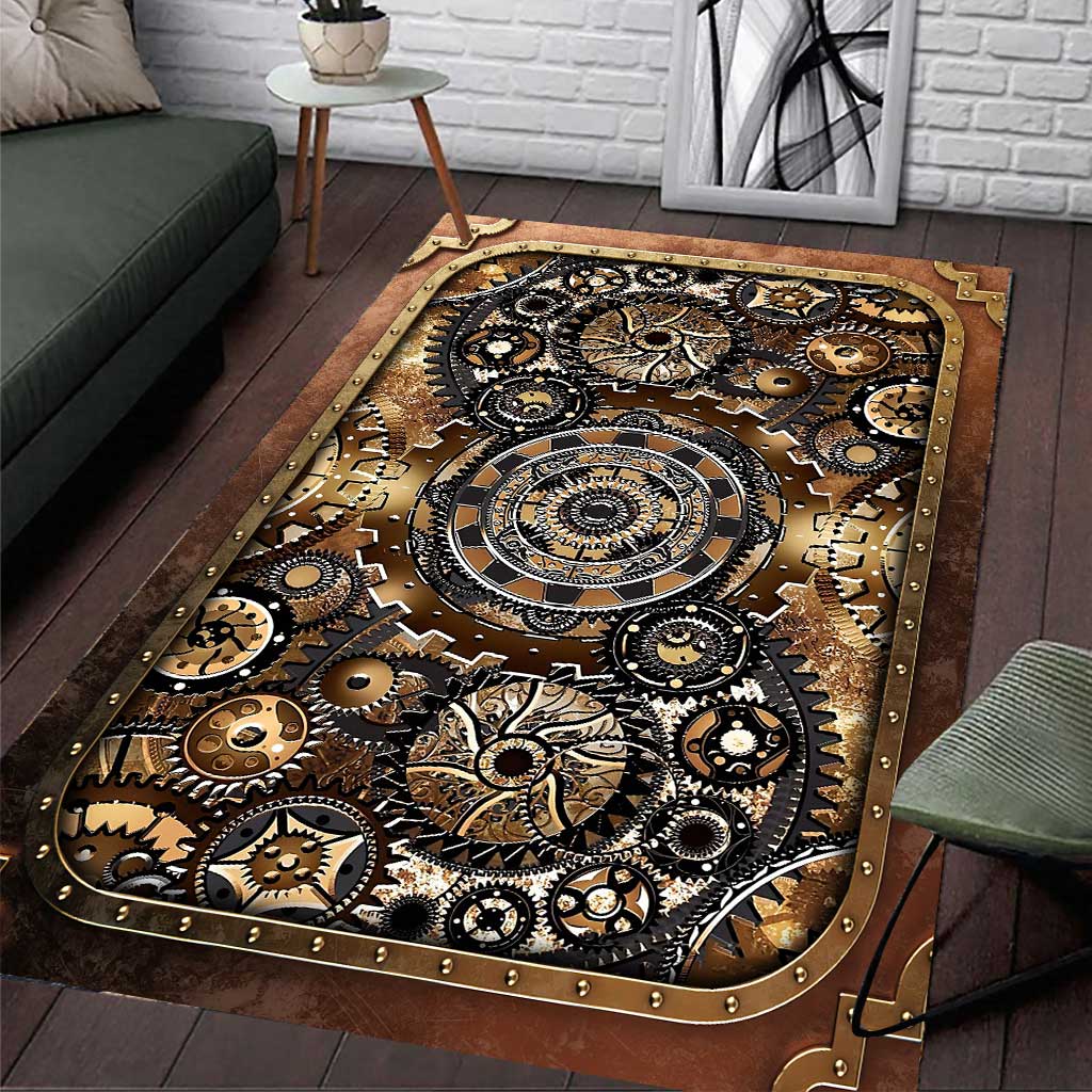 Gold Gear Machine - Steampunk Rug