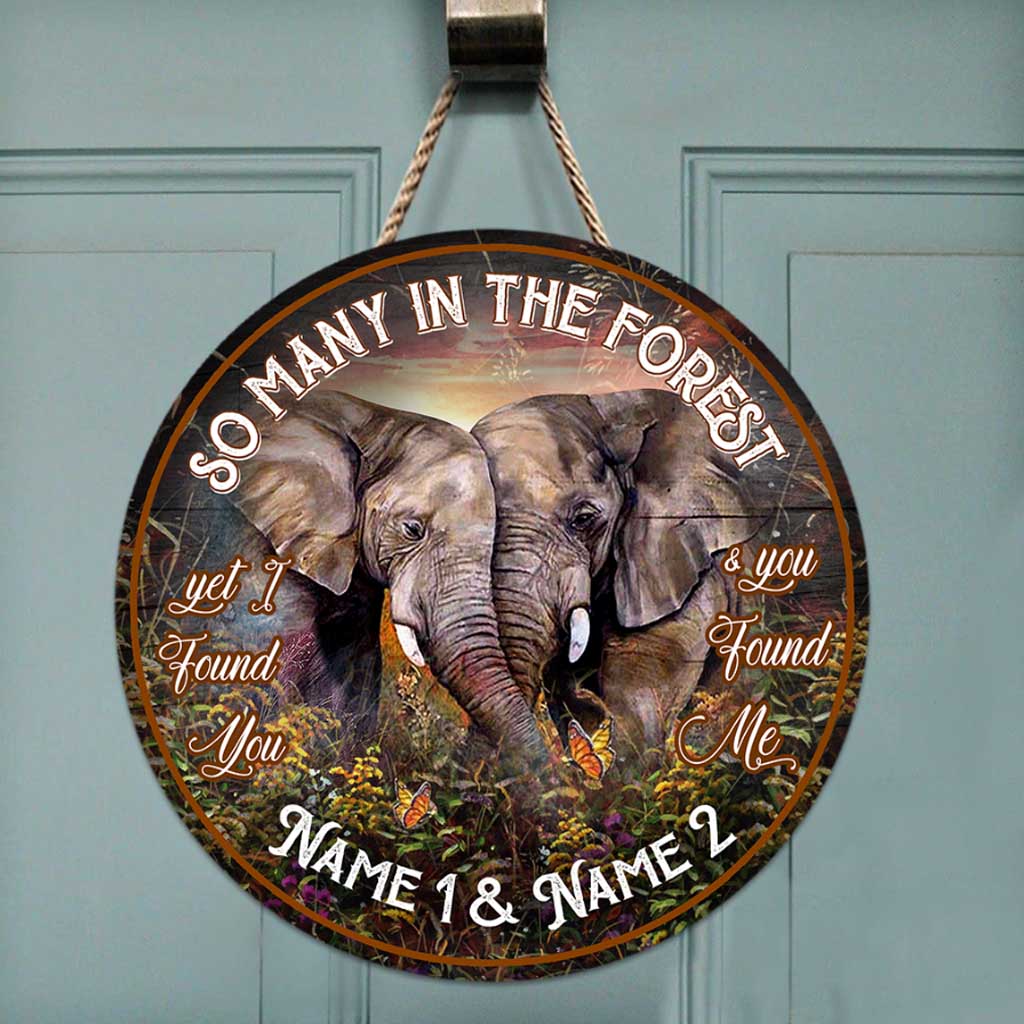 So Many In The Forest - Elephant Personalized Round Wood Sign