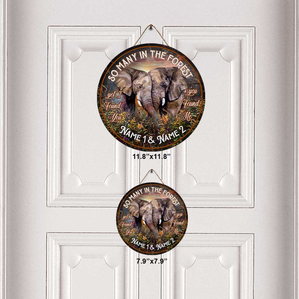 So Many In The Forest - Elephant Personalized Round Wood Sign
