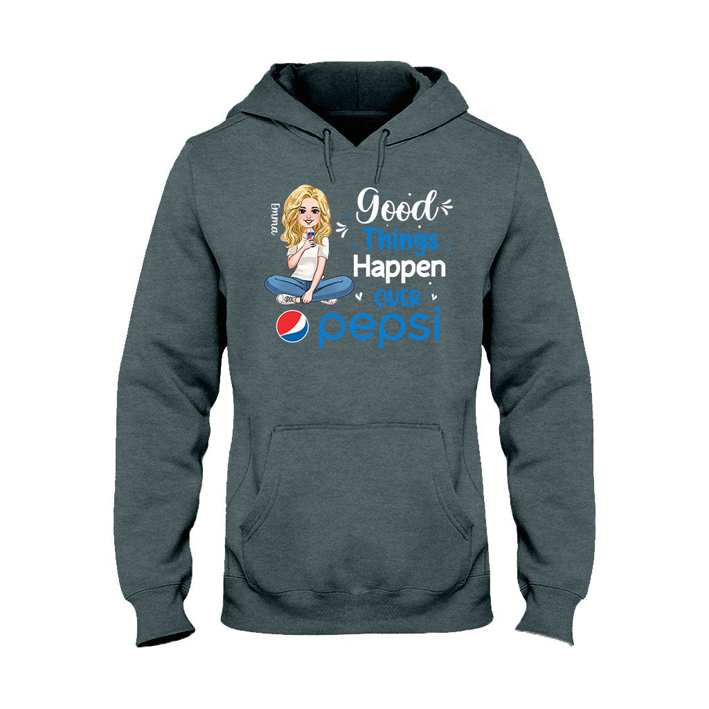 Good Things Happen Over - Personalized Blue Soft Drink T-shirt and Hoodie