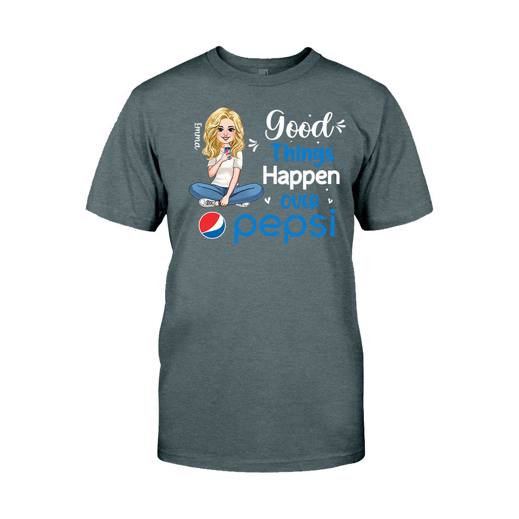 Good Things Happen Over - Personalized Blue Soft Drink T-shirt and Hoodie