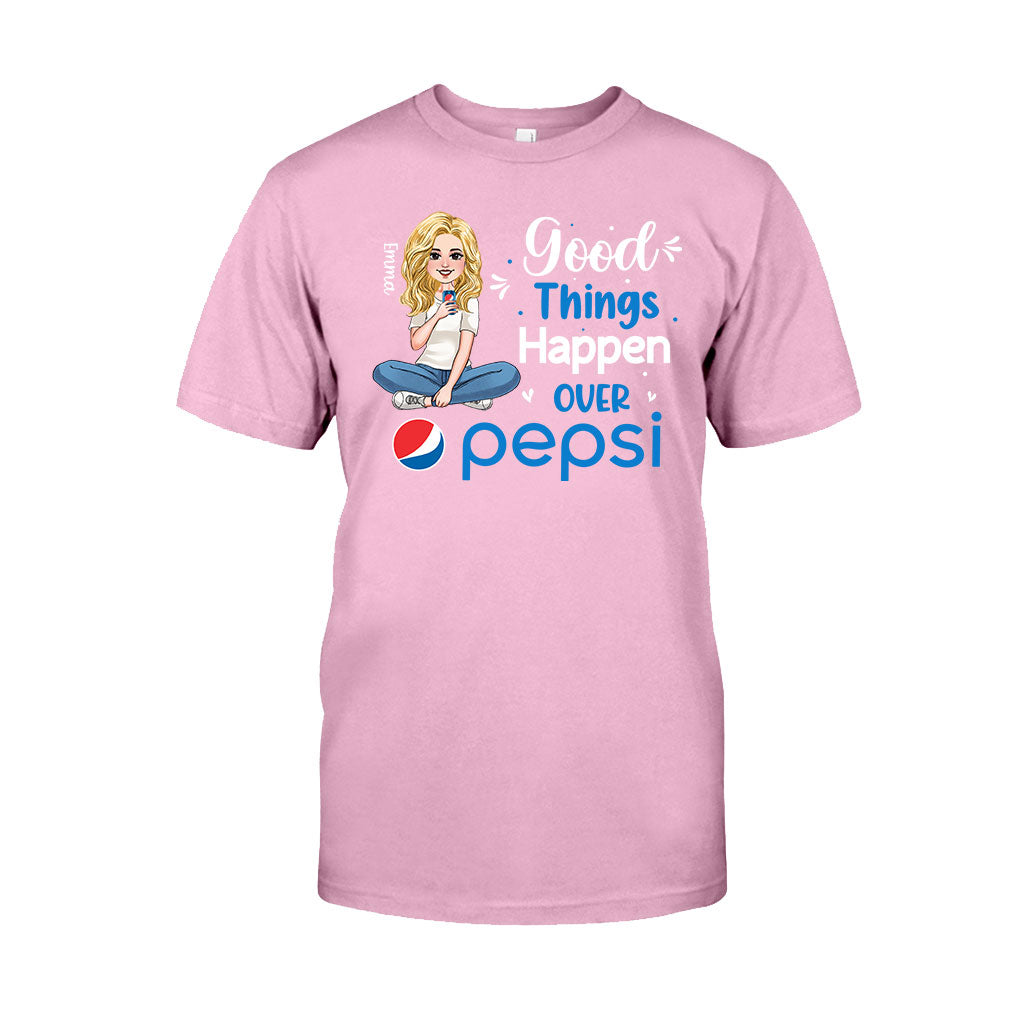 Good Things Happen Over - Personalized Blue Soft Drink T-shirt and Hoodie
