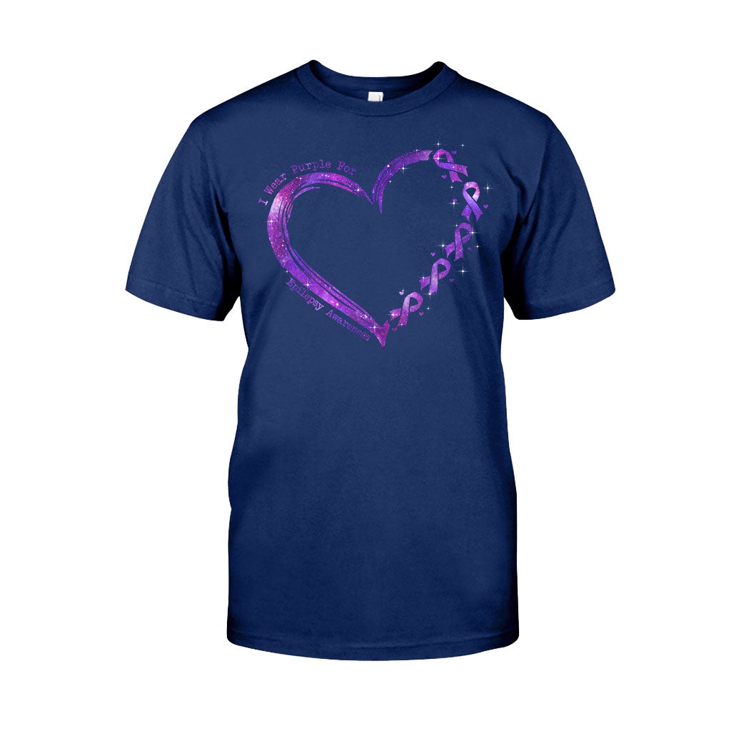I Wear Purple For Someone I Love Heart - Epilepsy Awareness Personalized T-shirt And Hoodie