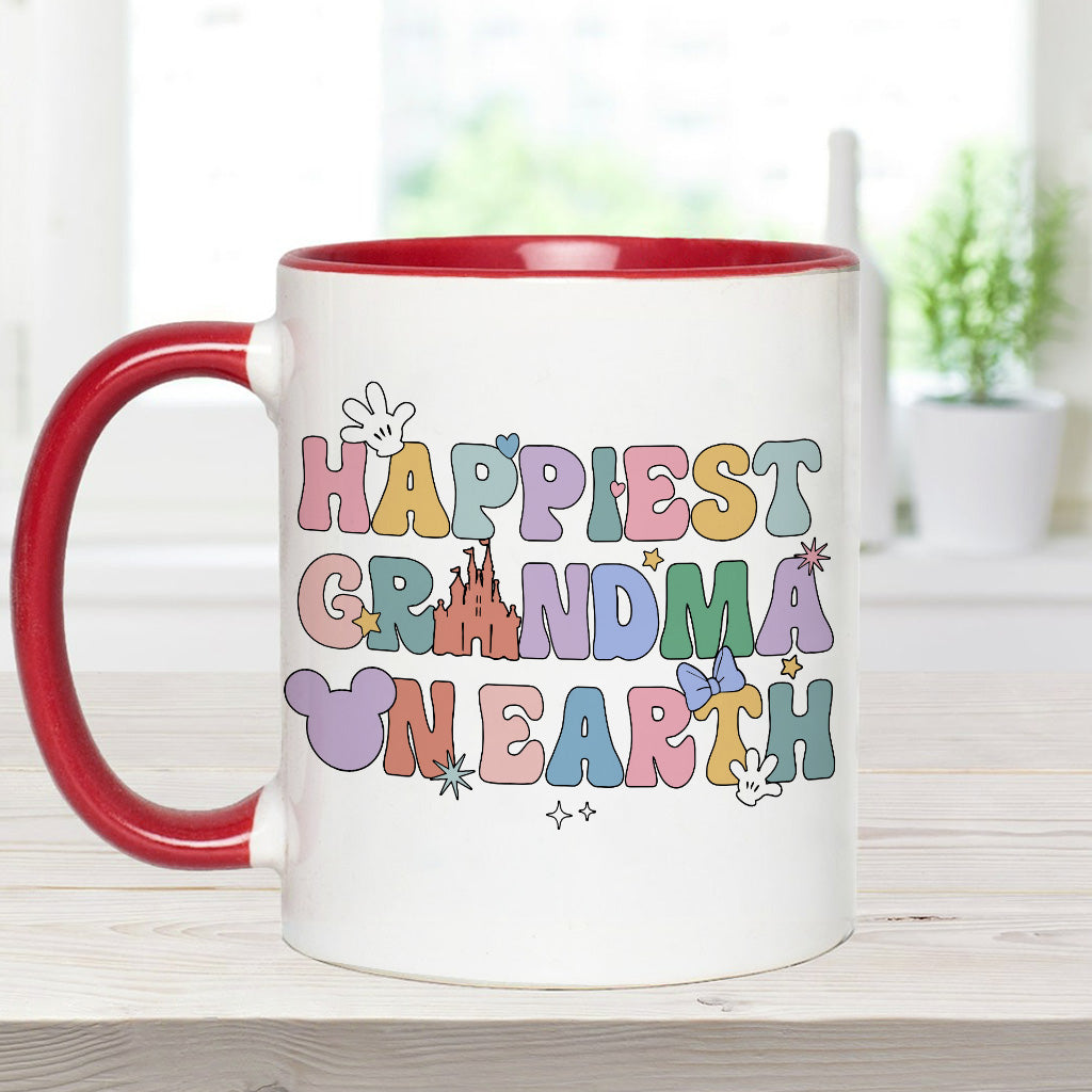 Happiest Grandma Mama On Earth Mouse Ears - Personalized Grandma Accent Mug