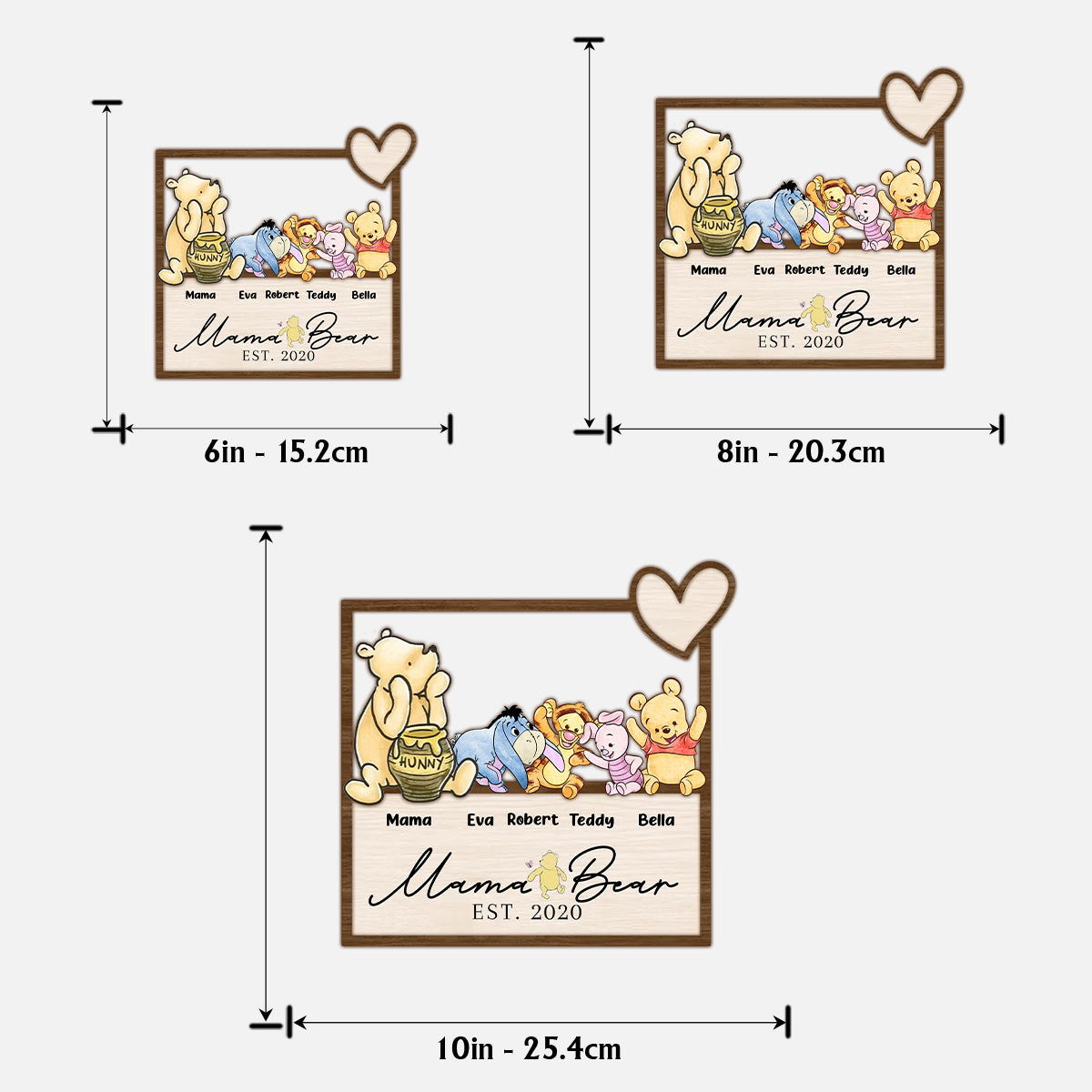 Mama Bear Since Est - Personalized Mother 2 Layered Wood Sign / Wood Plaque