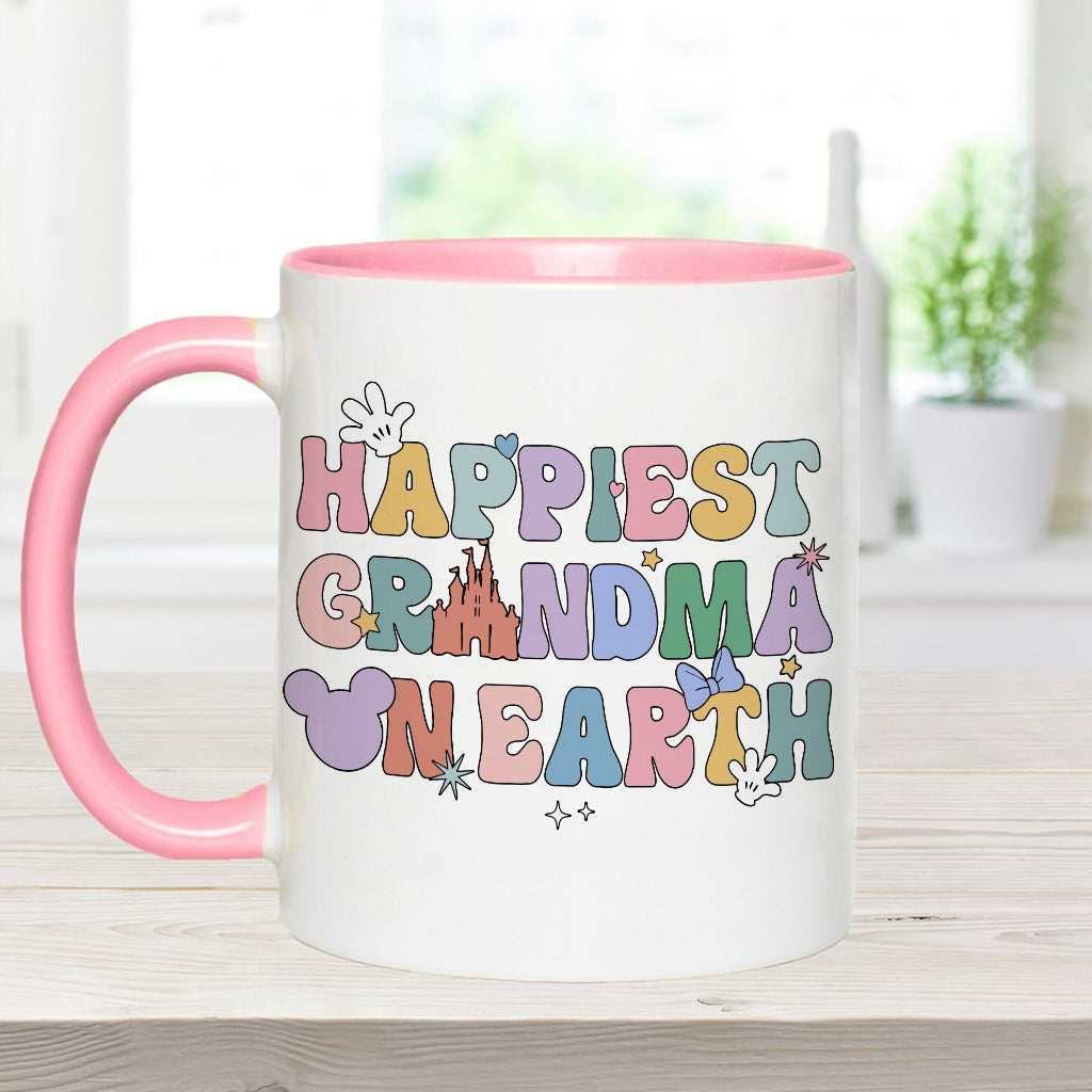 Happiest Grandma Mama On Earth Mouse Ears - Personalized Grandma Accent Mug