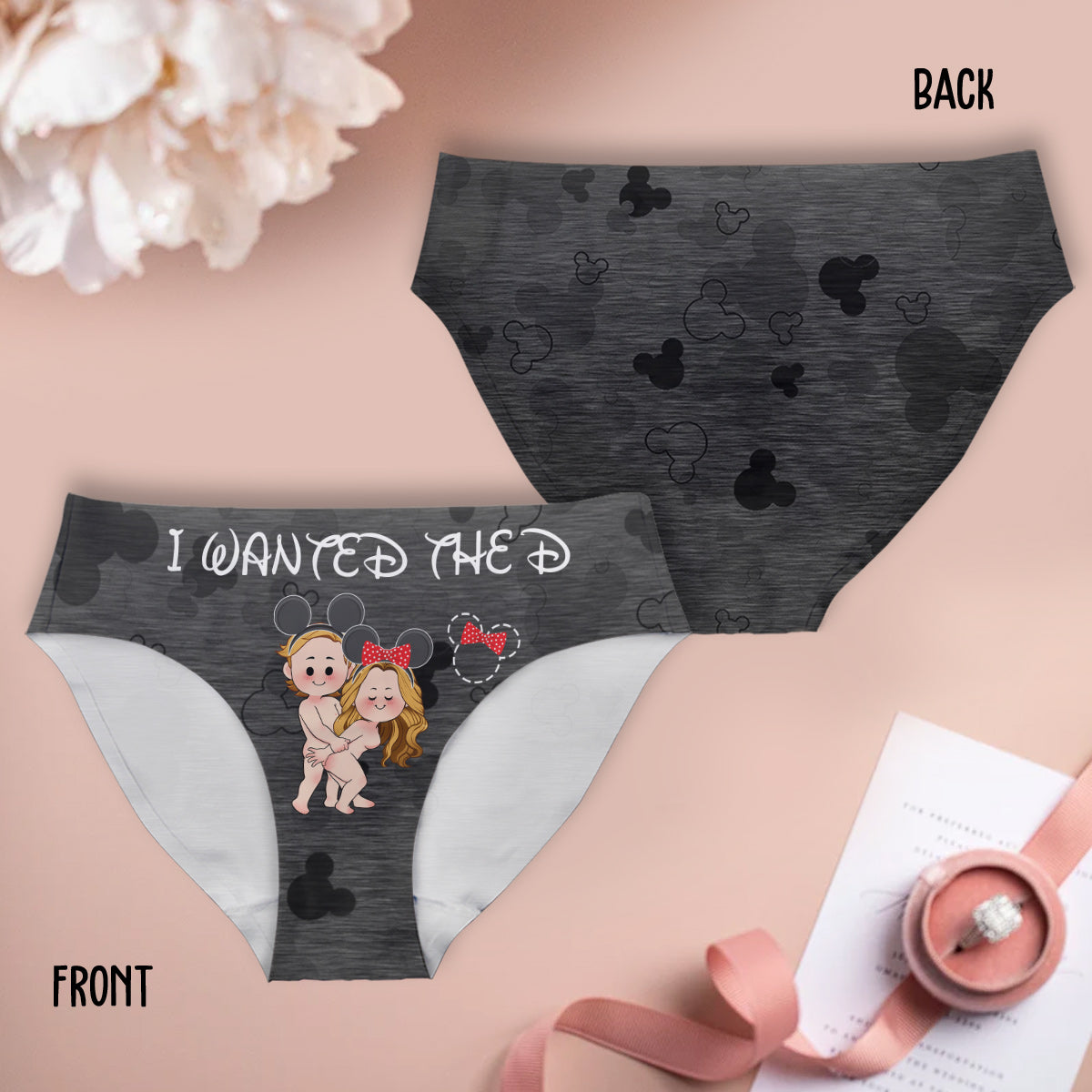 I Wanted The D I Gave Her The D Mouse Ears Couple - Personalized Couple Women Briefs & Men Boxer Briefs