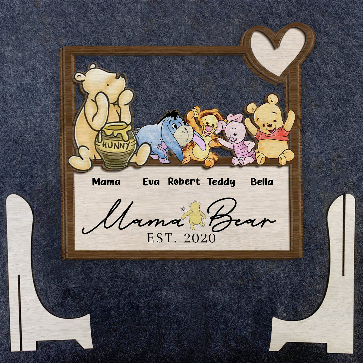 Mama Bear Since Est - Personalized Mother 2 Layered Wood Sign / Wood Plaque