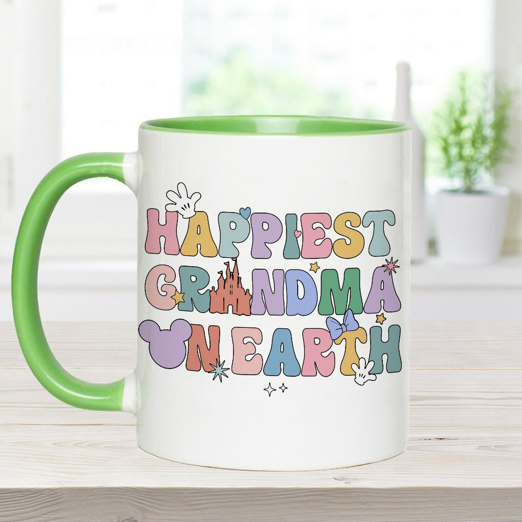 Happiest Grandma Mama On Earth Mouse Ears - Personalized Grandma Accent Mug