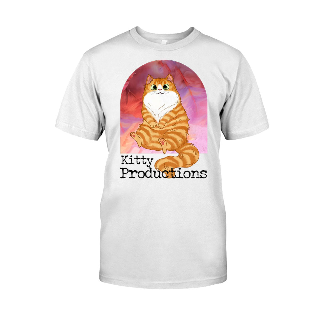 Pink Movie Background Cat Pet - Personalized Cat T-shirt And Hoodie