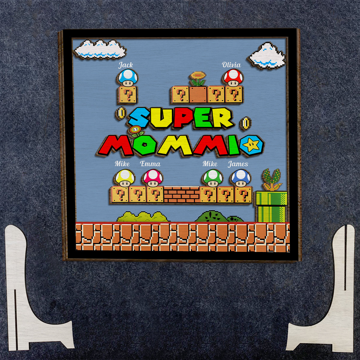 Super Mommio Daddio Game Scene - Personalized Super Plumber 2 Layered Wood Sign / Wood Plaque