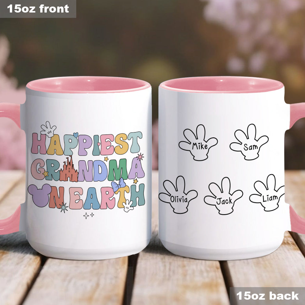 Happiest Grandma Mama On Earth Mouse Ears - Personalized Grandma Accent Mug