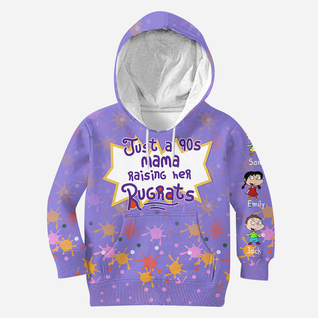 Just A Mama Raising Her Kids - Personalized 90's Cartoon Hoodie and Leggings