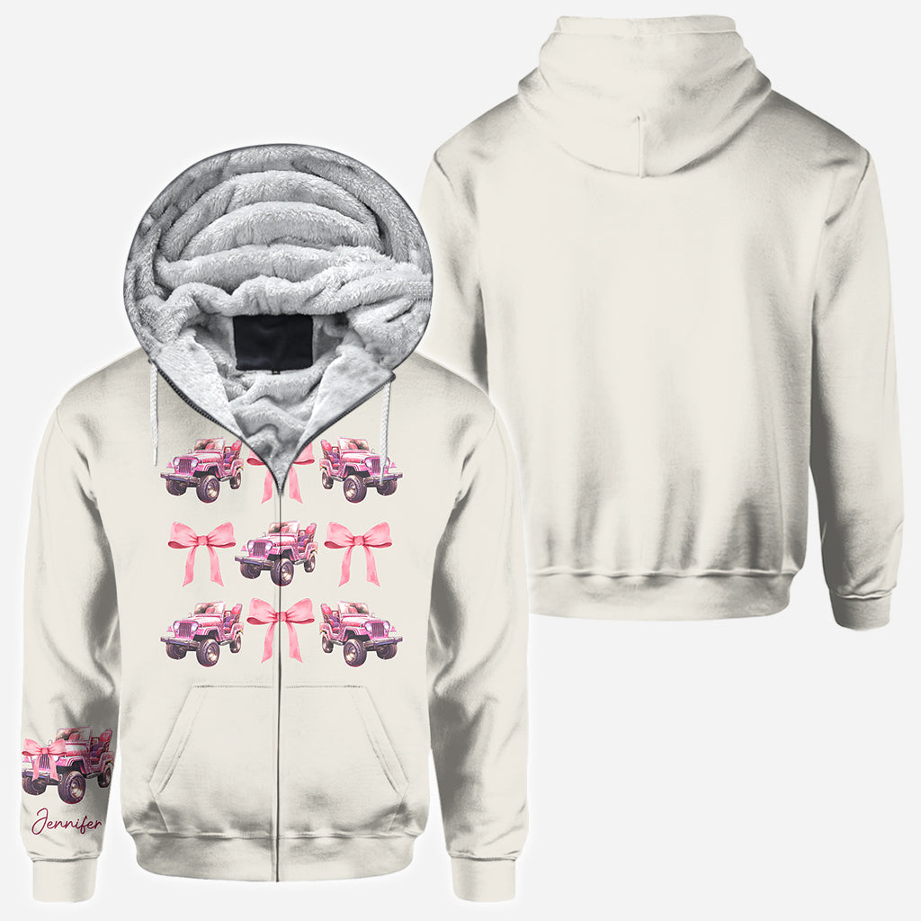 Pink Ribbon Coquette Bow Watercolor Car - Personalized Car All Over Shirt