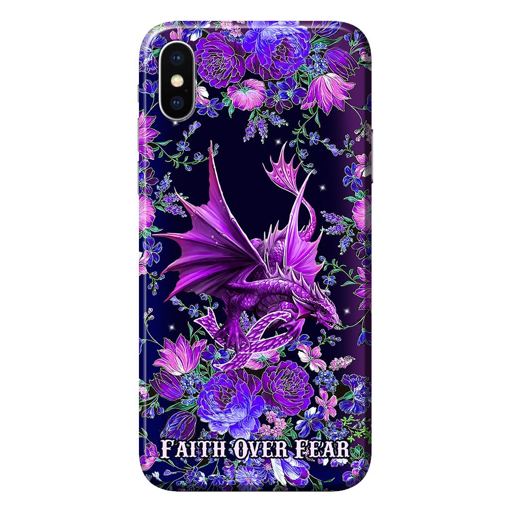 Faith Over Fear Dragon - Cystic Fibrosis Awareness Phone Case