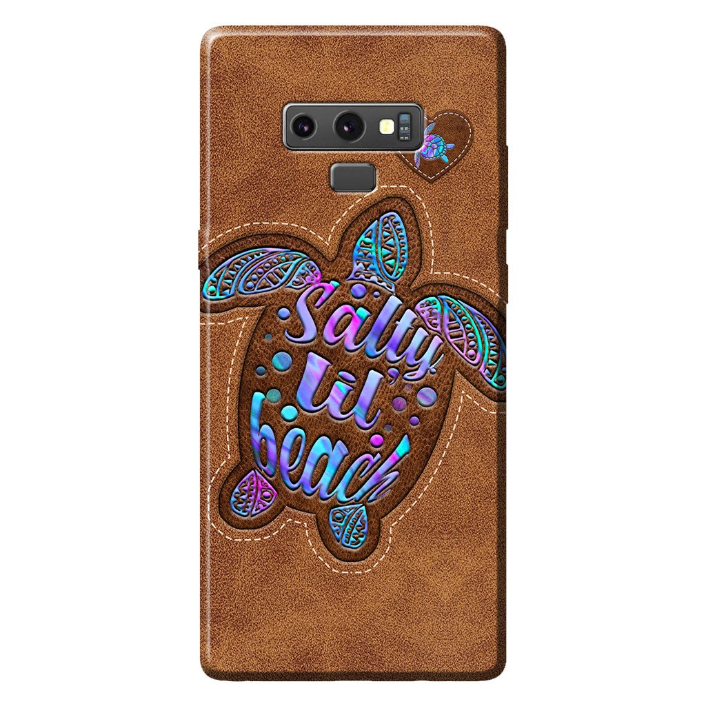 Salty Lil' Beach - Turtle Personalized Leather Pattern Print Phone Case